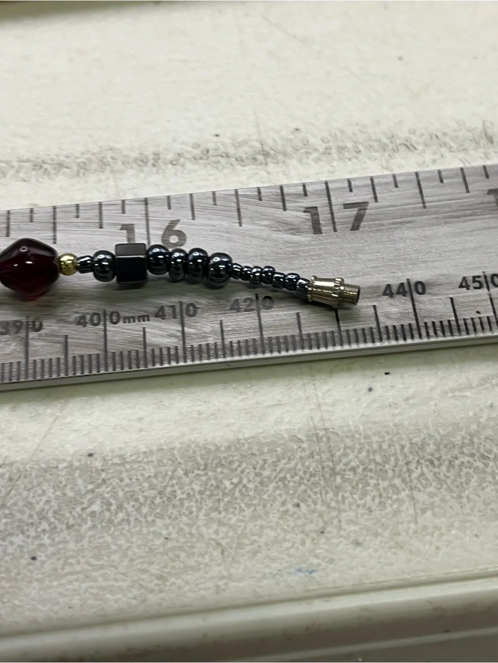 Vintage Hematite GarnetRed Glass Beaded Choker Necklace Gold Accent Barrel Clasp